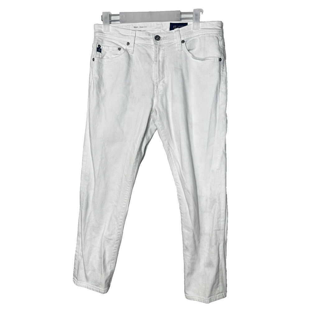 AG Adriano Goldschmied The Tellis Modern Slim Jeans 30x29 in White Stretch Denim